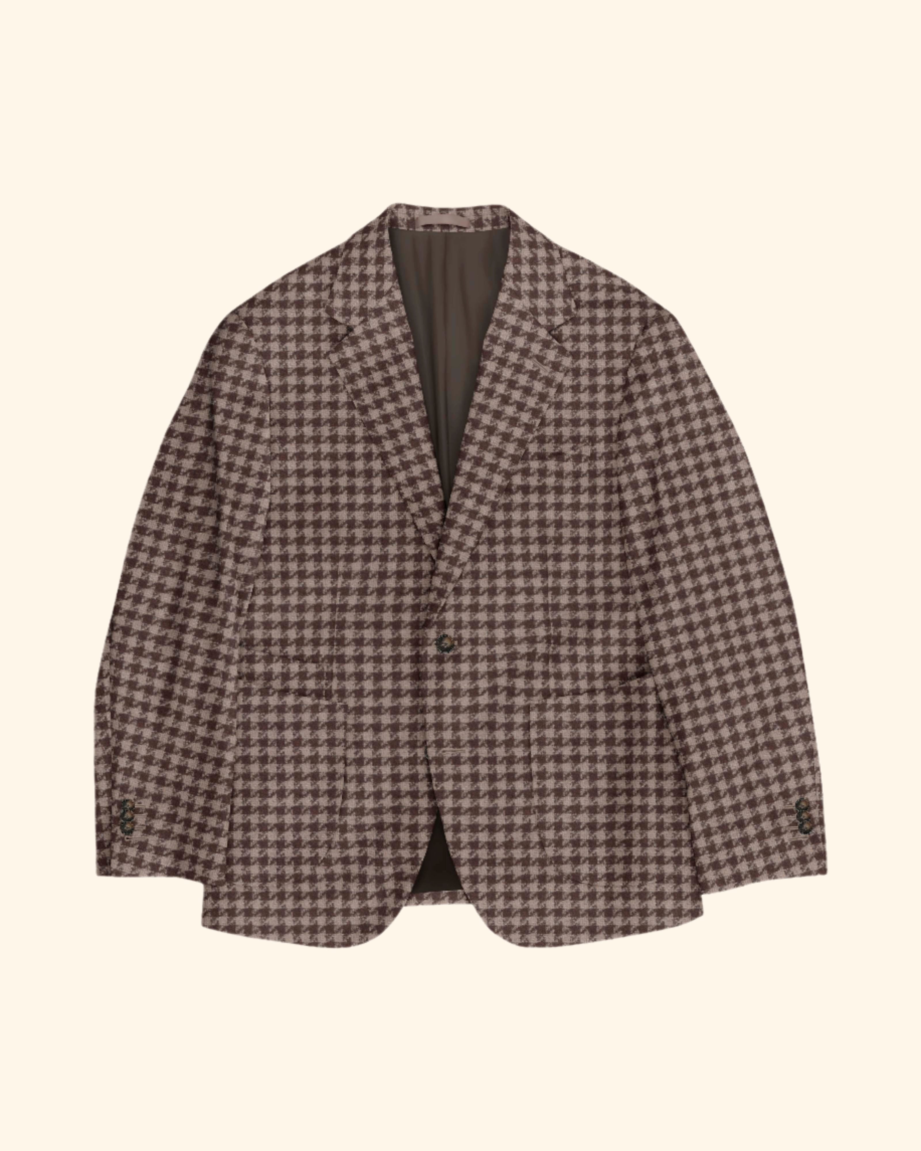 Bold Brown and Cream Houndstooth Sport Jacket